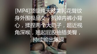 [MP4]顶级纯天然美乳花臂纹身外围极品女，扒掉内裤小背心，揉捏两个大奶子，超近视角深喉，翘起屁股抽插美臀，持续输出爆操