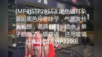 [MP4]STP25153 黑色猫耳朵装扮黑色吊带妹子，气质灰丝大长腿，道具自慰，喷水，单子都湿了，蝴蝶逼，还用玻璃肛塞插菊花 VIP2209